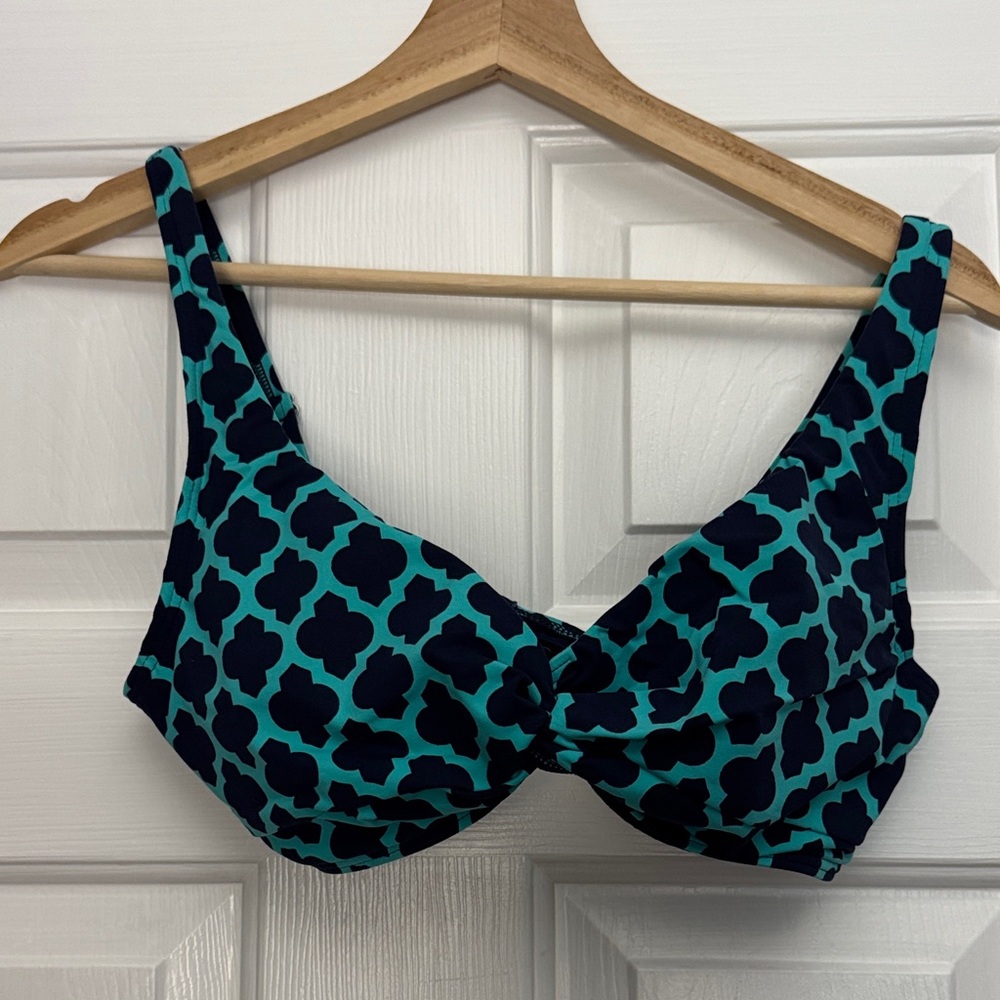 Lands' End Teal and Navy Bikini Top